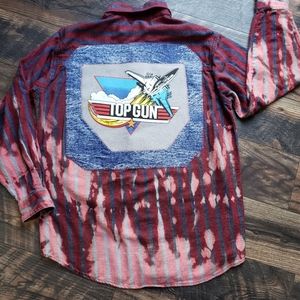 Upcycled bleached custom Top Gun flannel shirt